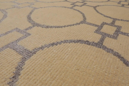 9' x 12' Hand Knotted Wool & Art Silk Modern Area rug Beige