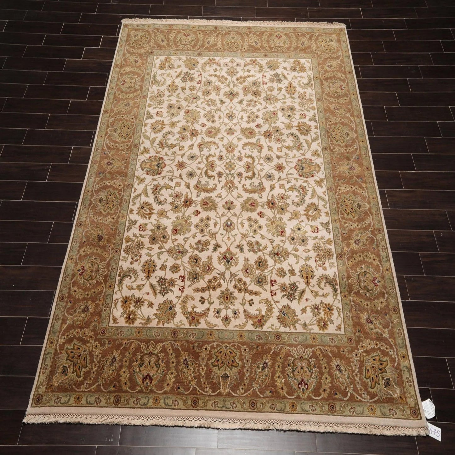 8'1'' x 9'11'' Hand Knotted 100% Wool Agra 200 KPSI Oriental Area Rug Beige