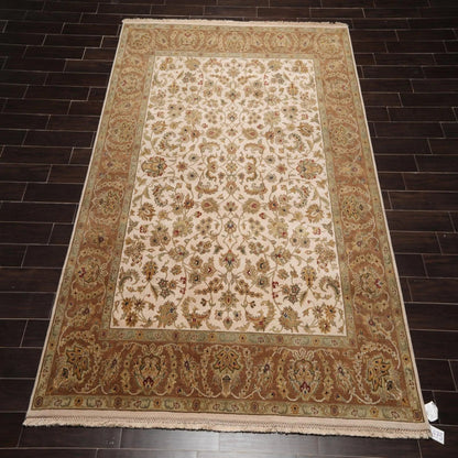 8'1'' x 9'11'' Hand Knotted 100% Wool Agra 200 KPSI Oriental Area Rug Beige