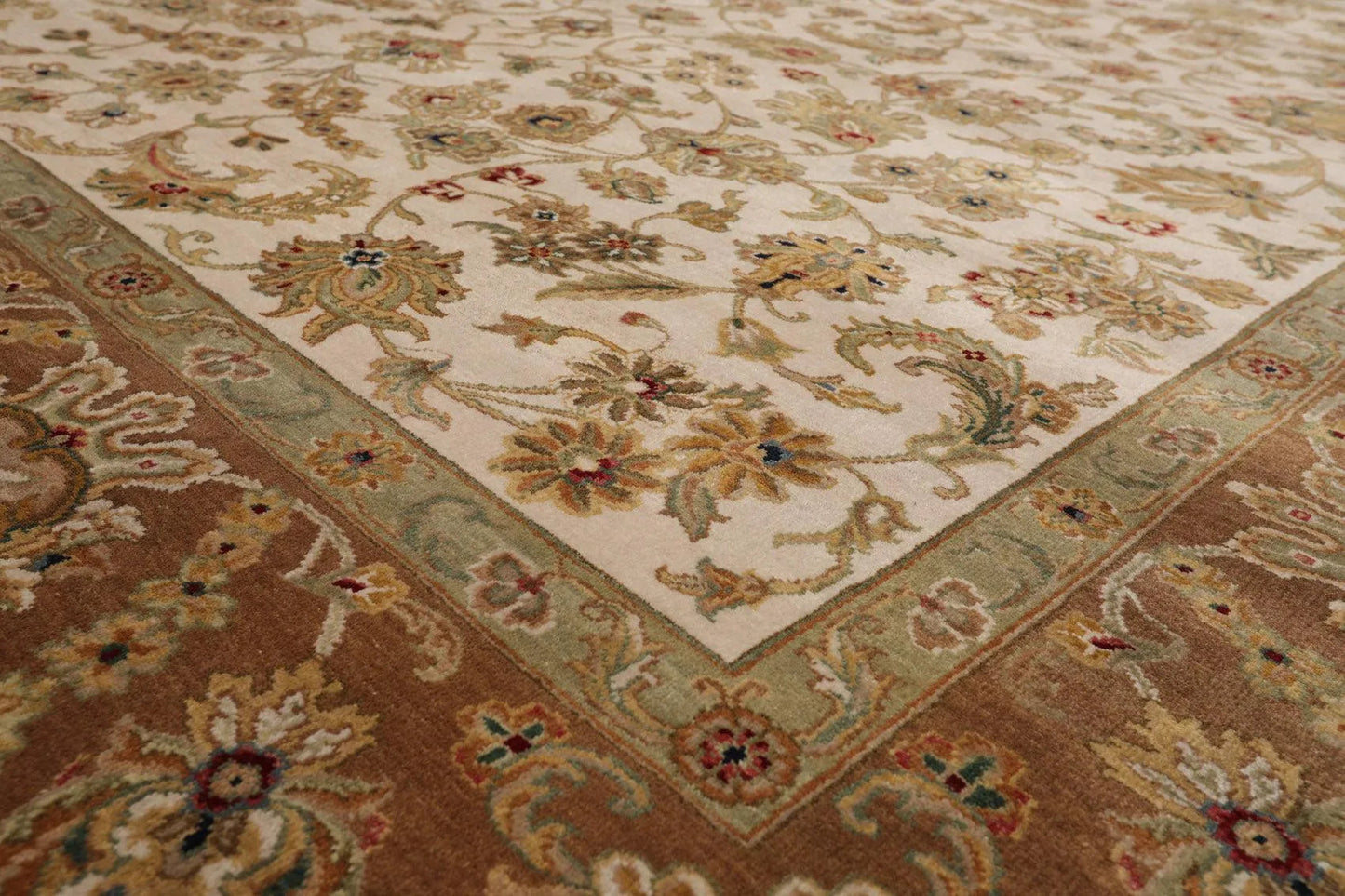 8'1'' x 9'11'' Hand Knotted 100% Wool Agra 200 KPSI Oriental Area Rug Beige