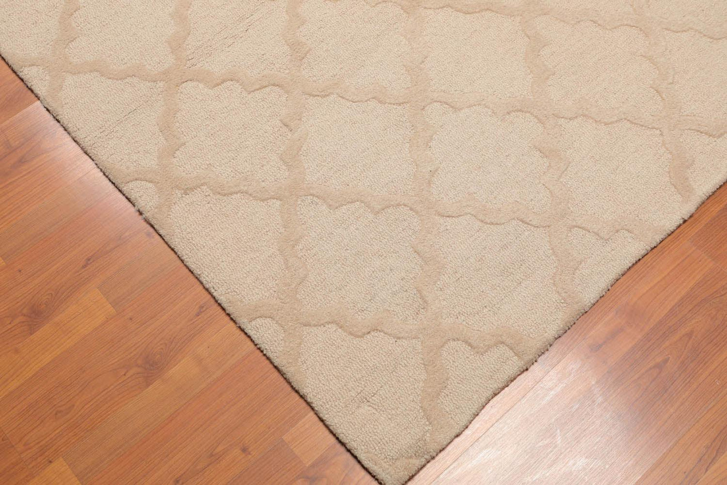 5'4" x 7'6" Handmade 100% Wool Loop & Cut Pile Area Rug Contemporary Beige