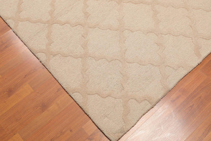 5'4" x 7'6" Handmade 100% Wool Loop & Cut Pile Area Rug Contemporary Beige