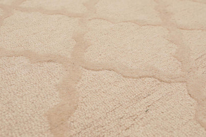 5'4" x 7'6" Handmade 100% Wool Loop & Cut Pile Area Rug Contemporary Beige