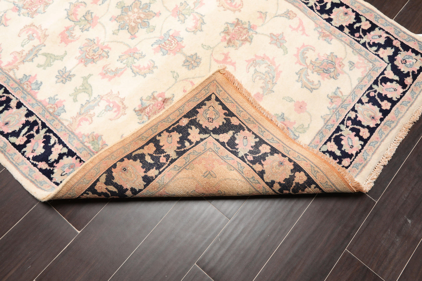 4'1" x 6' Hand Knotted Wool Plush Pile Traditional Oriental Area Rug Cream