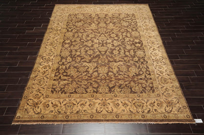 8'7" x 12' Hand Knotted 100% Wool Kashan Botanical Muted Earth Tones Area Rug