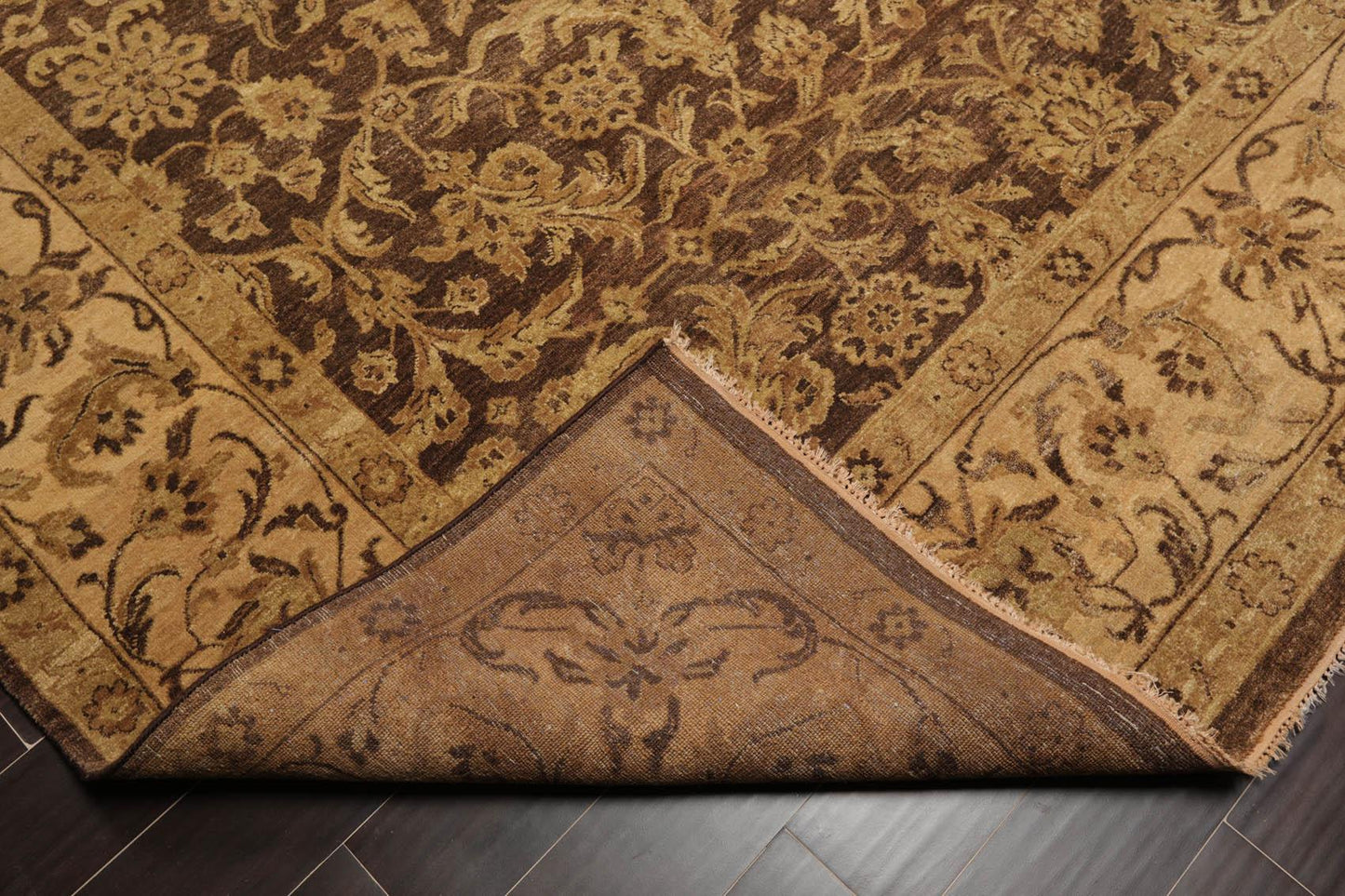 8'7" x 12' Hand Knotted 100% Wool Kashan Botanical Muted Earth Tones Area Rug