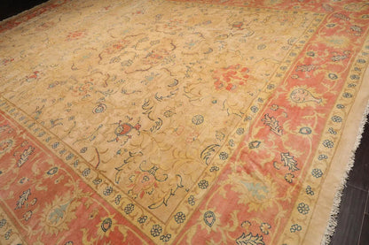 Vintage Zeigler Palace Hand Knotted 100% Wool Area Rug Beige 13'9'' x 18'9''