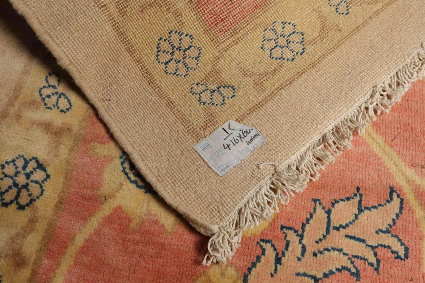 Vintage Zeigler Palace Hand Knotted 100% Wool Area Rug Beige 13'9'' x 18'9''