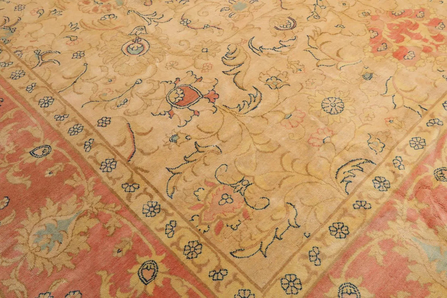 Vintage Zeigler Palace Hand Knotted 100% Wool Area Rug Beige 13'9'' x 18'9''