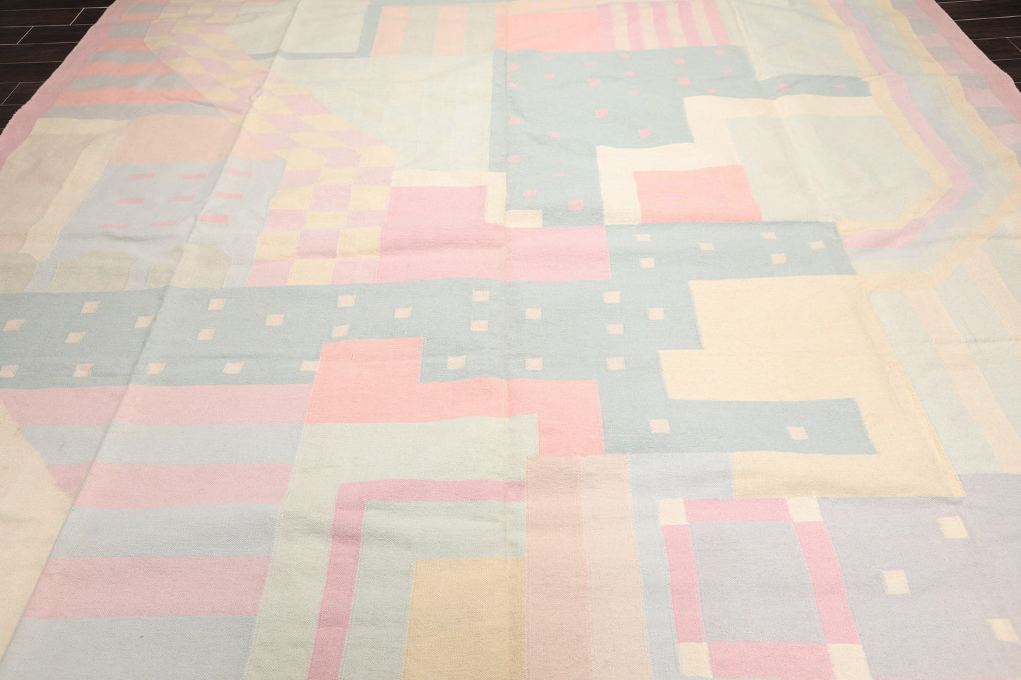 11'1"x16'3" Hand Woven Wool Palace Size Reversible Dhurry Oriental Area Rug Pink