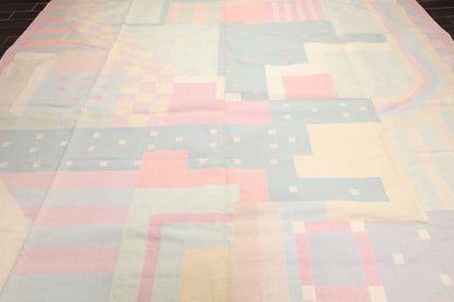 11'1"x16'3" Hand Woven Wool Palace Size Reversible Dhurry Oriental Area Rug Pink