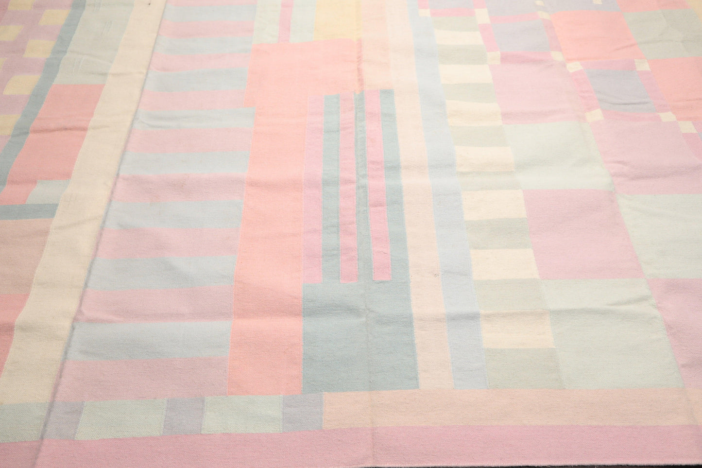 11'1"x16'3" Hand Woven Wool Palace Size Reversible Dhurry Oriental Area Rug Pink