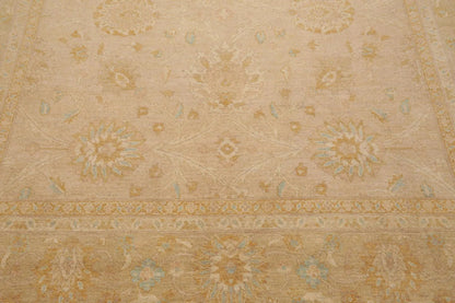 8' x 9'11'' Hand Knotted Muted 100% Wool Peshawar Design Area Rug Beige