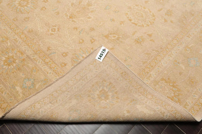 8' x 9'11'' Hand Knotted Muted 100% Wool Peshawar Design Area Rug Beige