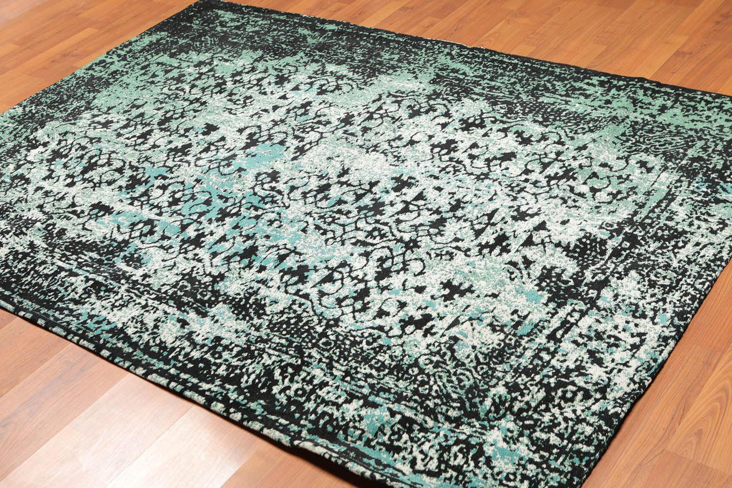 5'2" x 7'4" Handmade Erased Pattern Flatweave Area Rug Contemporary Aqua