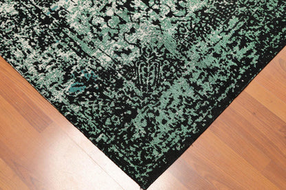 5'2" x 7'4" Handmade Erased Pattern Flatweave Area Rug Contemporary Aqua