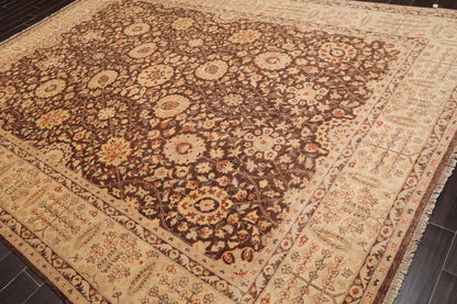 8'10'' x 12'5'' Hand Knotted Wool Peshawar Traditional Oriental Area Rug Brown