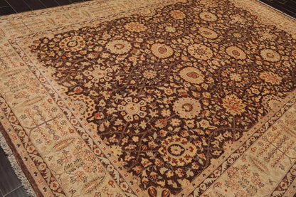 8'10'' x 12'5'' Hand Knotted Wool Peshawar Traditional Oriental Area Rug Brown