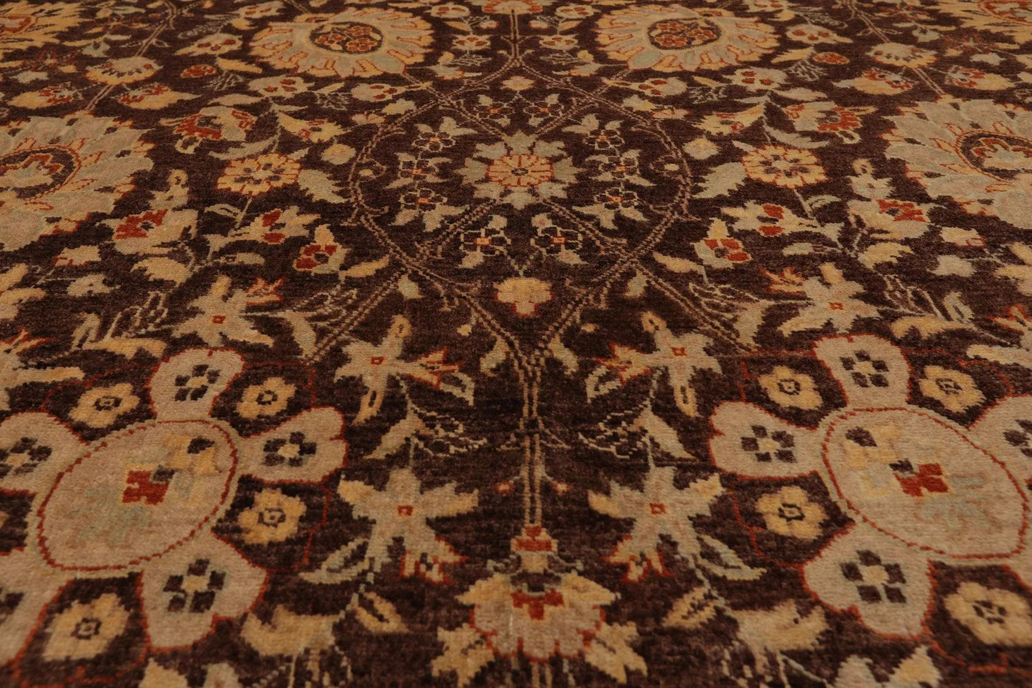 8'10'' x 12'5'' Hand Knotted Wool Peshawar Traditional Oriental Area Rug Brown