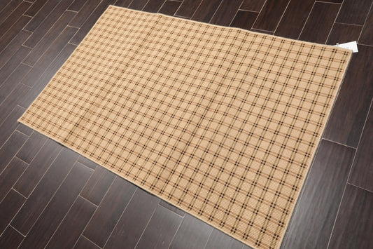 3'9" x 5'11" Contemporary 100% Wool Area Rug Tan