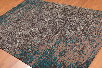 5'6" x 7'10" Handmade Erased Pattern Flatweave Area Rug Contemporary Chocolate