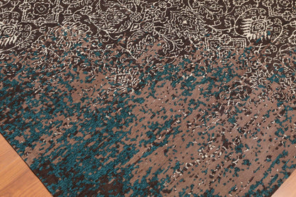 5'6" x 7'10" Handmade Erased Pattern Flatweave Area Rug Contemporary Chocolate