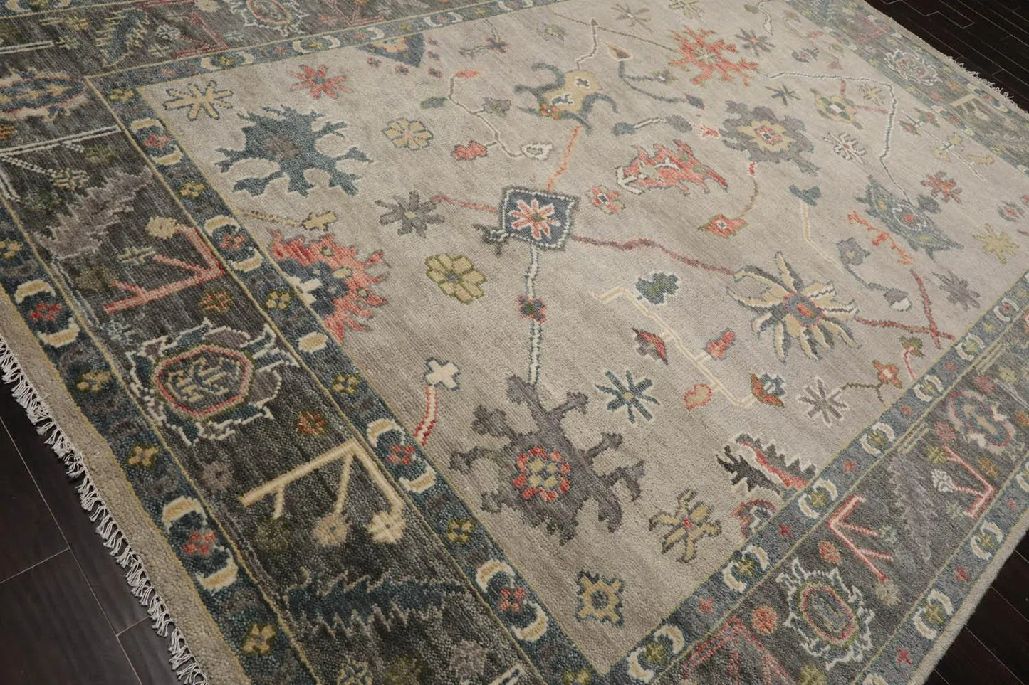 Multi Sizes LoomBloom Muted Turkish Oushak Hand Knotted Wool Area Rug Gray, Beige Color
