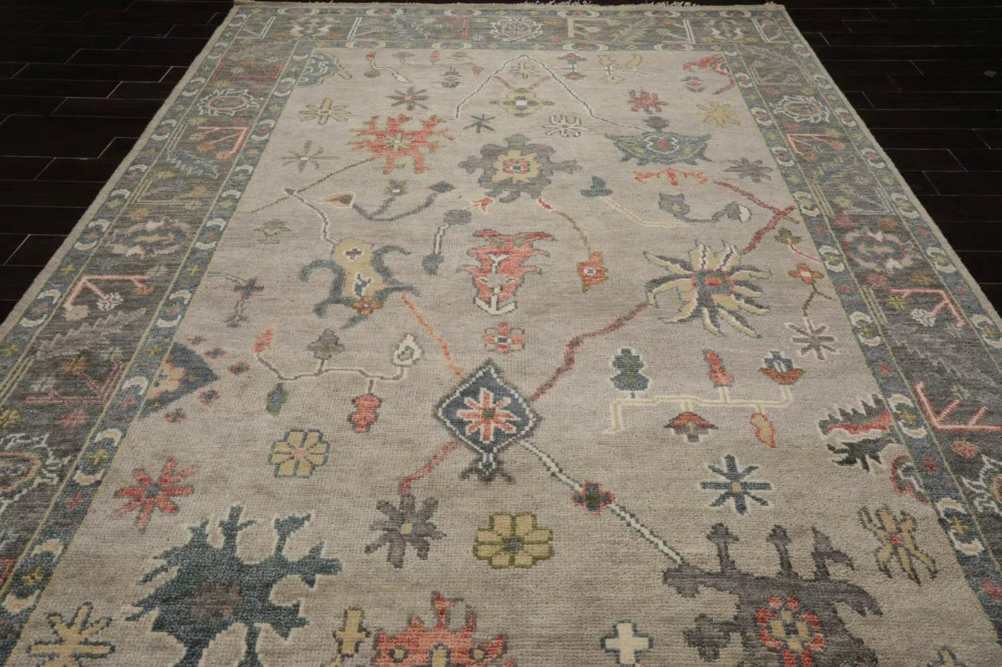 Multi Sizes LoomBloom Muted Turkish Oushak Hand Knotted Wool Area Rug Gray, Beige Color