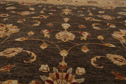 7'11" x 10' Hand Knotted Wool Peshawar Traditional Oriental Area Rug Brown Beige