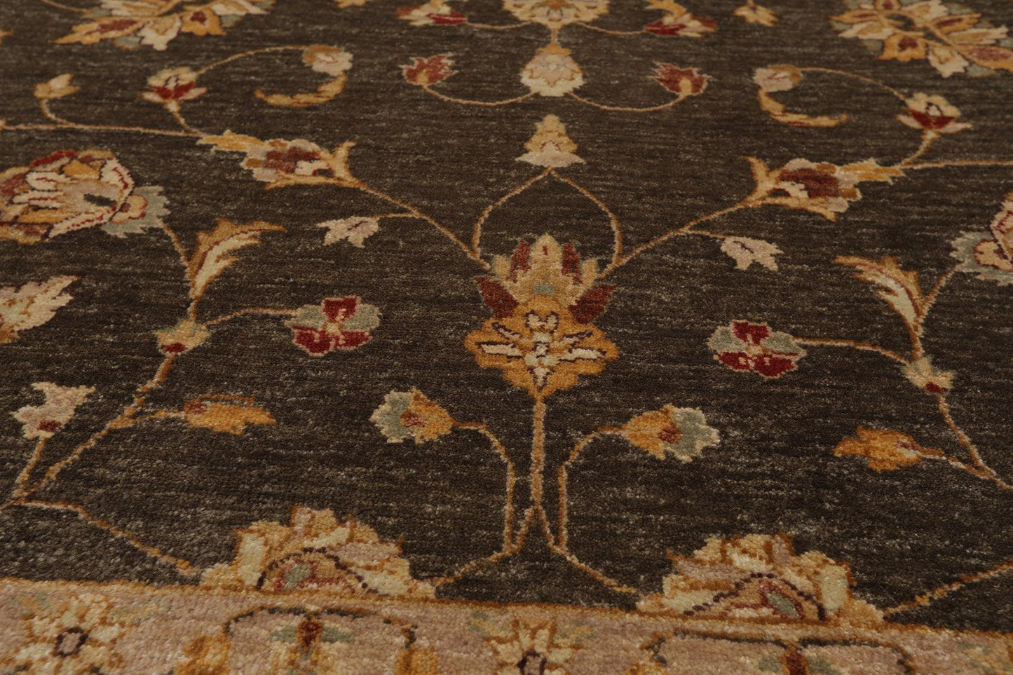 7'11" x 10' Hand Knotted Wool Peshawar Traditional Oriental Area Rug Brown Beige
