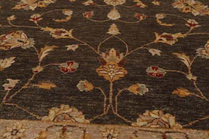 7'11" x 10' Hand Knotted Wool Peshawar Traditional Oriental Area Rug Brown Beige
