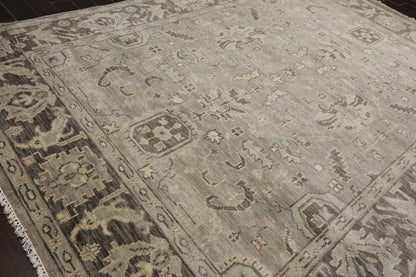 Multi Sizes LoomBloom Muted Turkish Oushak Hand Knotted Wool Traditional Area Rug Gray, Beige Color