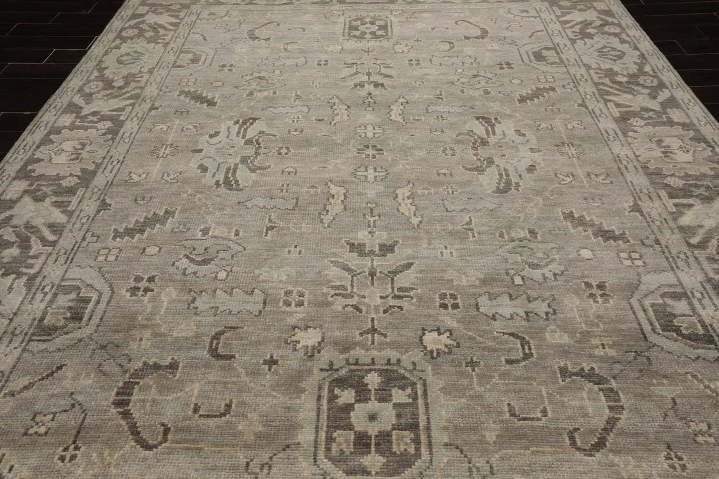 Multi Sizes LoomBloom Muted Turkish Oushak Hand Knotted Wool Traditional Area Rug Gray, Beige Color