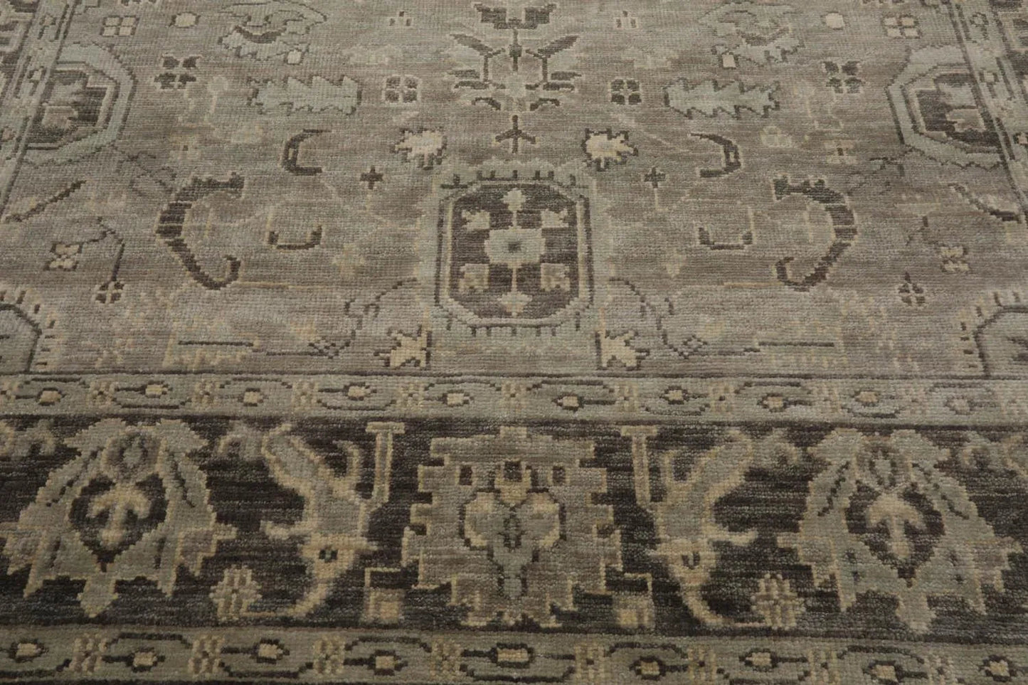 Multi Sizes LoomBloom Muted Turkish Oushak Hand Knotted Wool Traditional Area Rug Gray, Beige Color