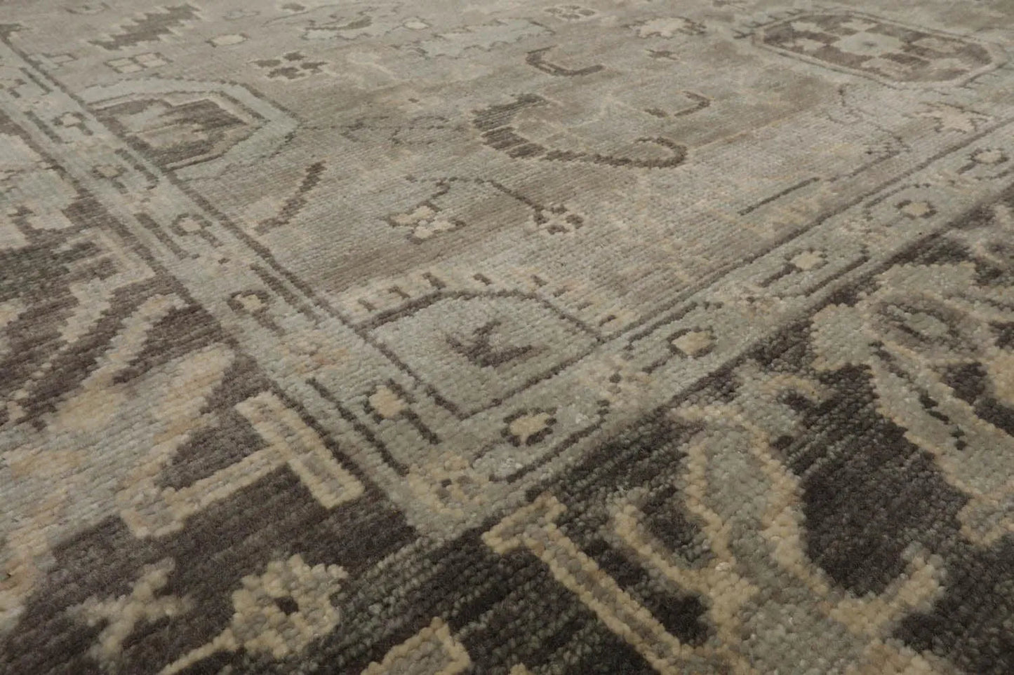 Multi Sizes LoomBloom Muted Turkish Oushak Hand Knotted Wool Traditional Area Rug Gray, Beige Color