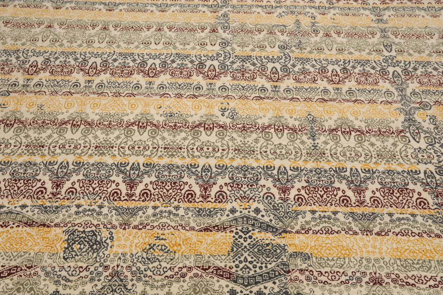 8x10 Ivory, Blue Hand Knotted 100% Wool Peshawar Transitional Oriental Area Rug