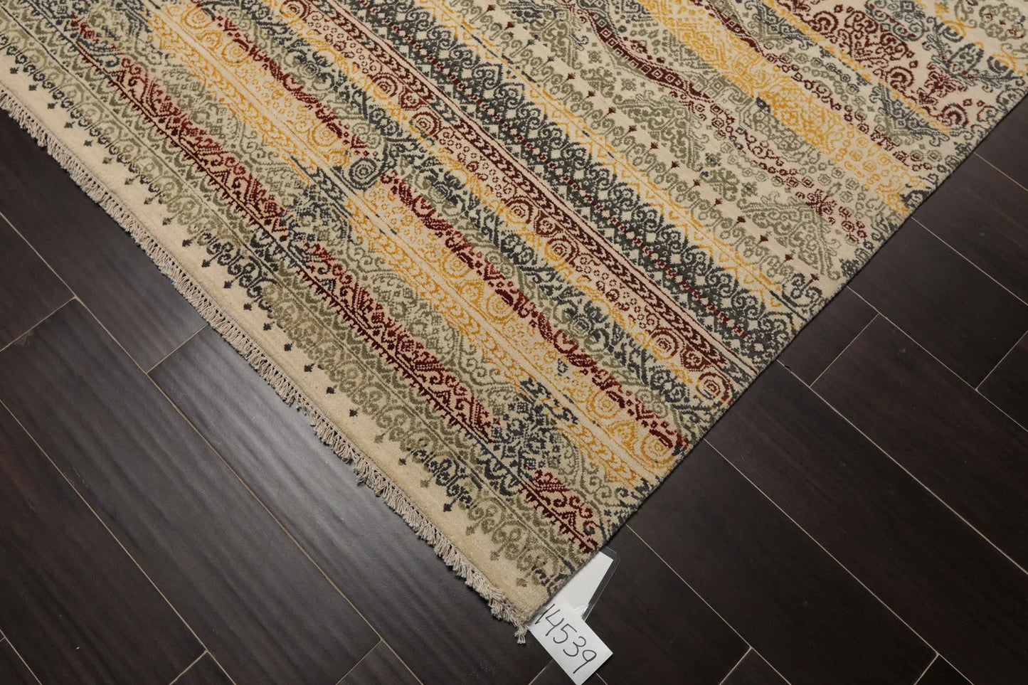 8x10 Ivory, Blue Hand Knotted 100% Wool Peshawar Transitional Oriental Area Rug