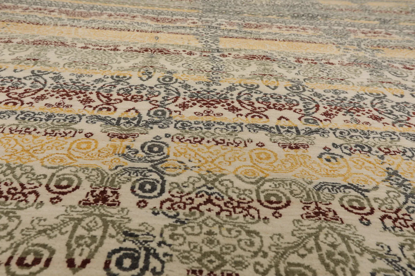 8x10 Ivory, Blue Hand Knotted 100% Wool Peshawar Transitional Oriental Area Rug