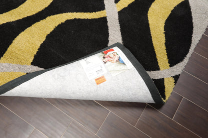 5x8 Black, Gold Machine Made 100% Wool Modern & Contemporary Oriental Area Rug