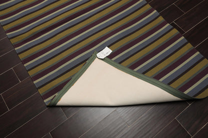 4' x 6' Contemporary 100% Wool Flatweave Area Rug Blue