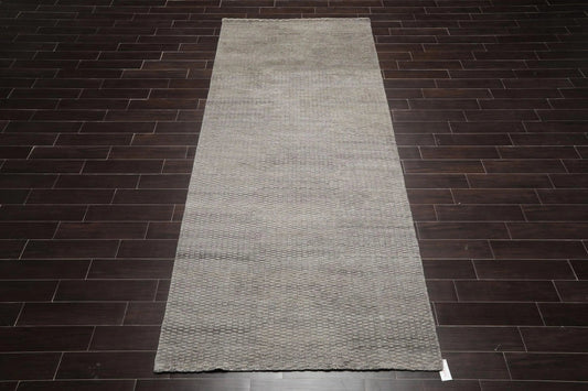 5’ x 12’ Hand Knotted Wool & Jute Palace Runner Modern Area Ru Beige Gray