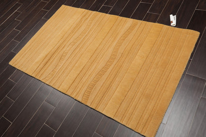 3'6" x 5'6" Contemporary Handmade 100% Wool Traditional Oriental Area Rug Gold