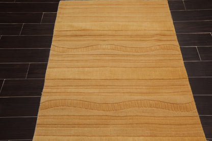 3'6" x 5'6" Contemporary Handmade 100% Wool Traditional Oriental Area Rug Gold