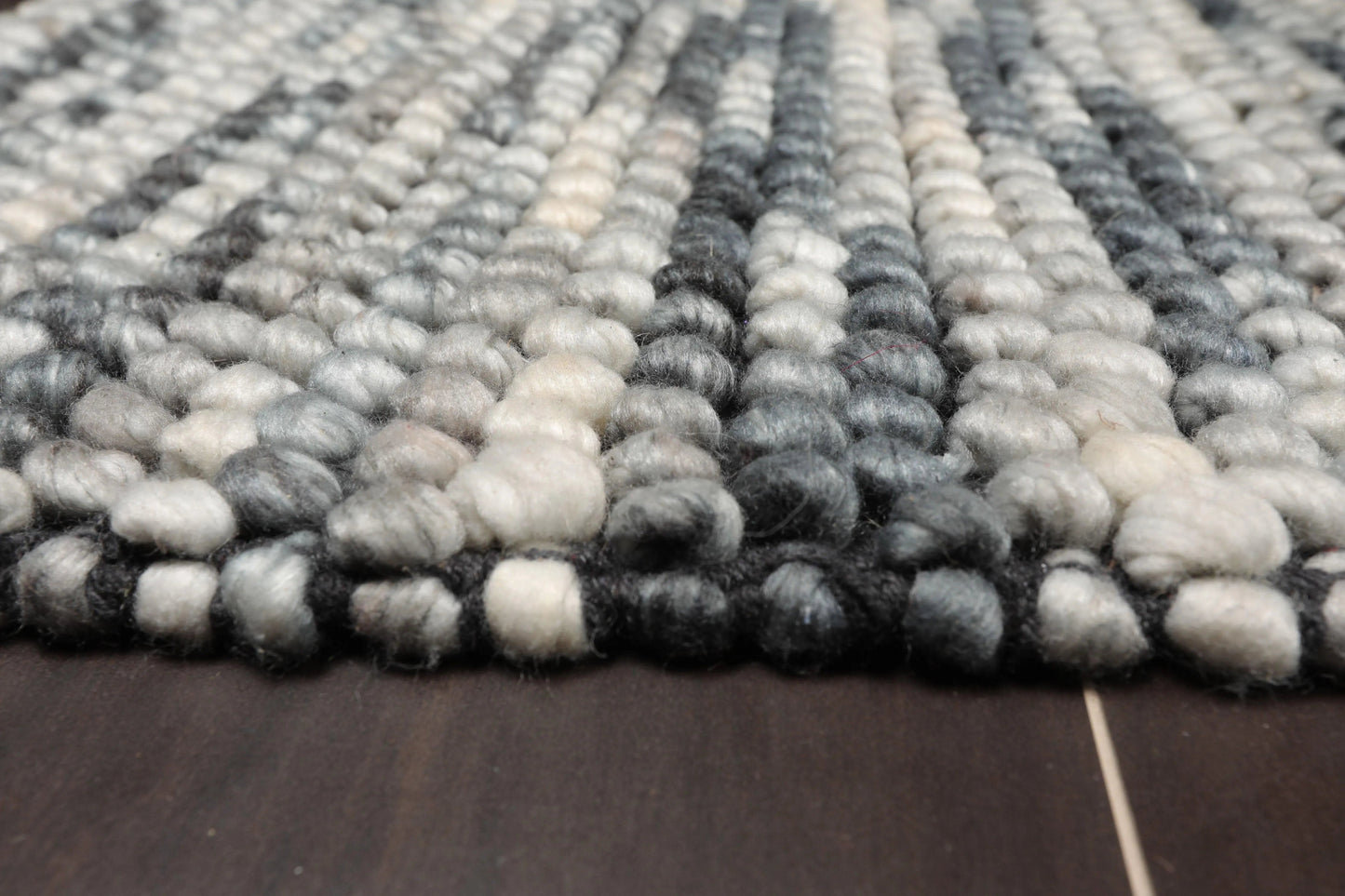 Multi Size Gray, Black Handmade Polyester Braided Mat Oriental Area Rug