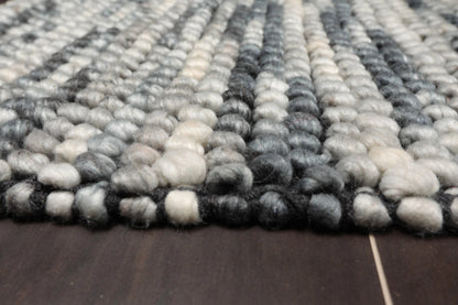 Multi Size Gray, Black Handmade Polyester Braided Mat Oriental Area Rug