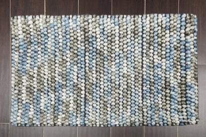 Multi Size Gray, Ivory Handmade Polyester Braided Mat Oriental Area Rug