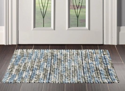 Multi Size Gray, Ivory Handmade Polyester Braided Mat Oriental Area Rug