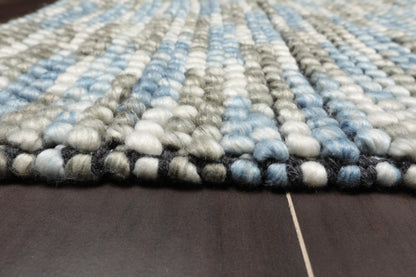 Multi Size Gray, Ivory Handmade Polyester Braided Mat Oriental Area Rug