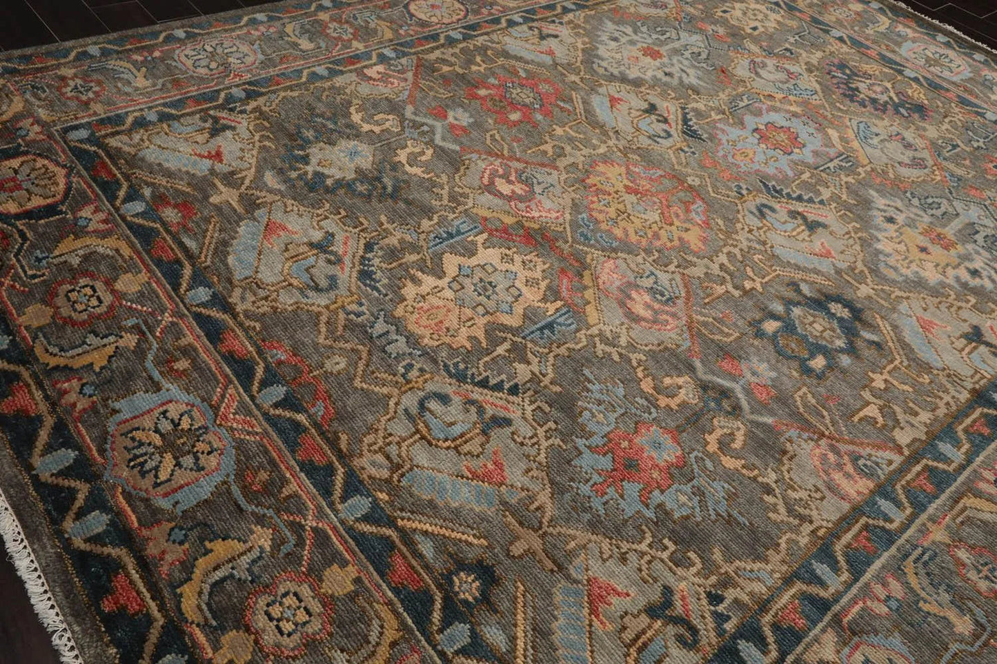 Multi Sizes LoomBloom Muted Turkish Oushak Hand Knotted Arts & Craft Wool Traditional Area Rug Mossy Gray Color
