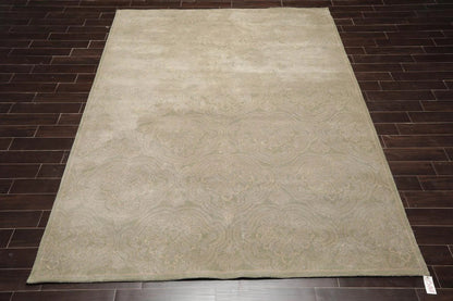 8' x 11' Handmade 100% Wool Transitional Oriental Area Rug Mint, Gray